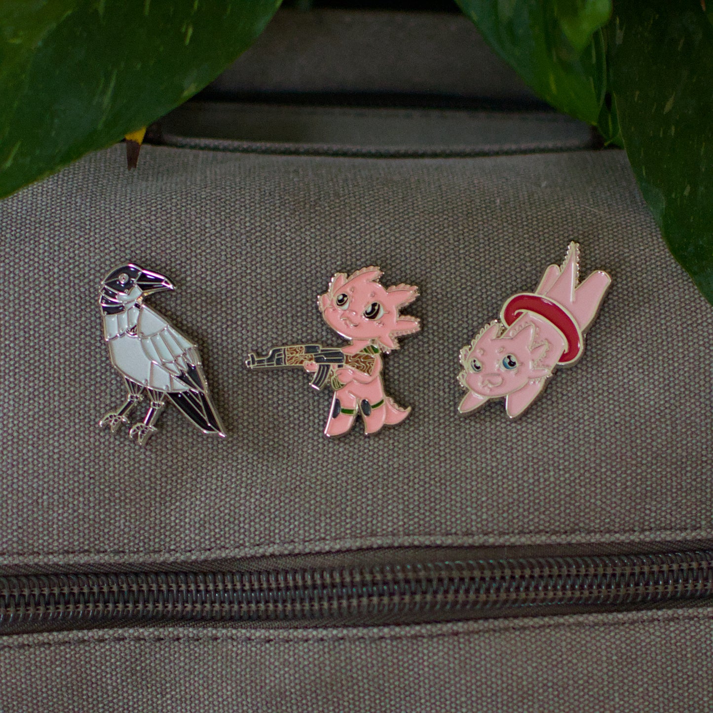 Axolotl with a Gun Enamel Pins