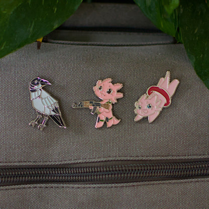 Axolotl with a Gun Enamel Pins
