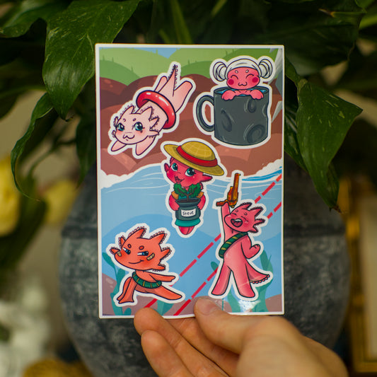 Axolotl with a Gun Sticker Sheets